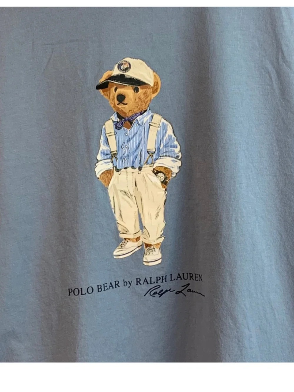 Polo Ralph Lauren Light Blue Short Sleeve Polo Bear Shirt L Classic Fit Preppy